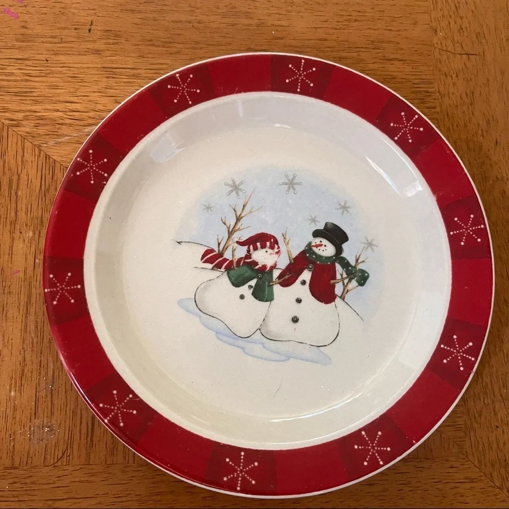 Vintage set of 4 four royal seasons snowman appetizer plates discontinued